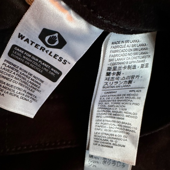 NWT Levis Mile High Super Skinny black velvet jeans/jeggings - Picture 5 of 7